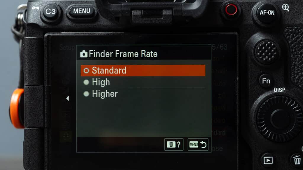 Finder Frame Rate - You can also adjust the frame rate of the viewfinder from "Standard" to "High" to "Higher."