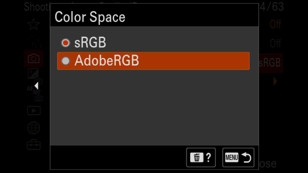 These settings can be found under the "Shooting" menu, under "1: Image Quality," and on the second page (scroll down) under "Color Space." - for the Sony a1 II by Colby Brown Photography