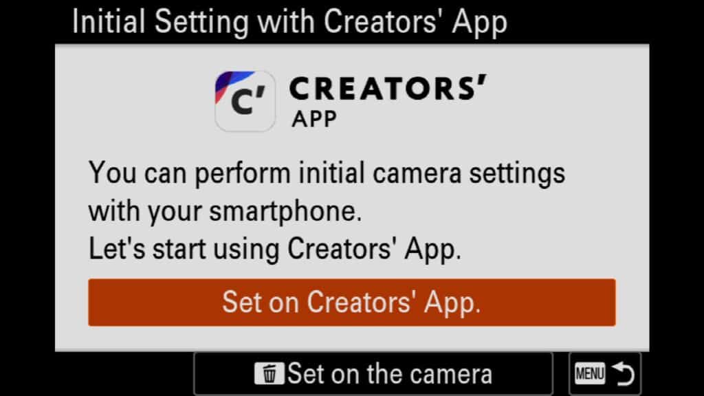 initial camera settings via your smartphone. Click on the "Set on Creators' App" button to continue by Colby Brown Photography