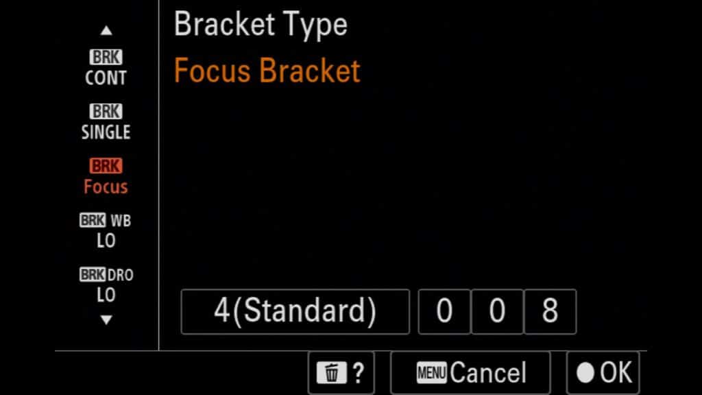 The Sony a1 II now allows you to use Focus Bracketing to automatically capture a series of images with different focal points that you can combine (in post-processing) to get everything in focus. These settings can be found in the "Shooting" menu under "5: Drive Mode". Look for "Bracket Type," where you will find both the "Bracket Type" and the "Focus Bracket settings" menu items. For the Sony a1 II by Colby Brown Photography