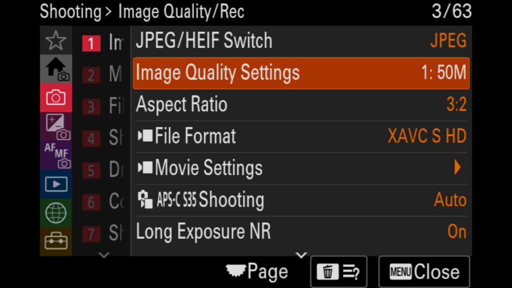 These settings can be found under the "Shooting" menu, under "1: Image Quality" and "Image Quality Settings". For the Sony a1 II - by Colby Brown Photography