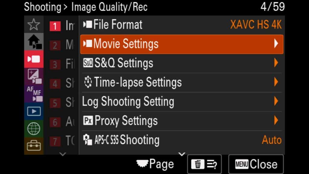 Movie Settings, video resolution, For the Sony a1 II by Colby Brown Photography.