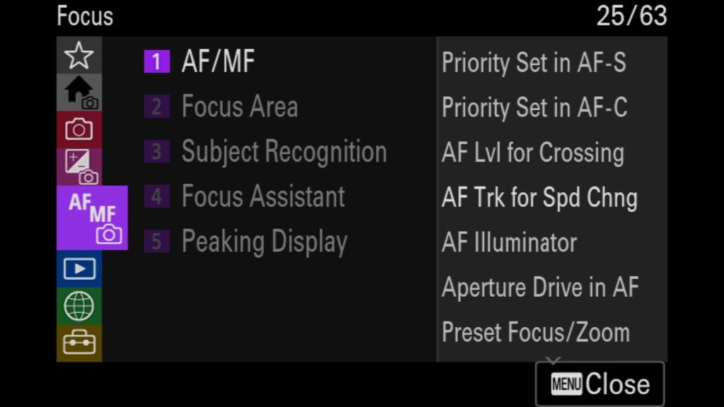 Priority Set for Auto Focus, This setting can be found in the "Focus" menu under "1: AF/MC". You will find the "Priority Set in AF-S & AF-C" options there, For the Sony a1 II by Colby Brown Photography.