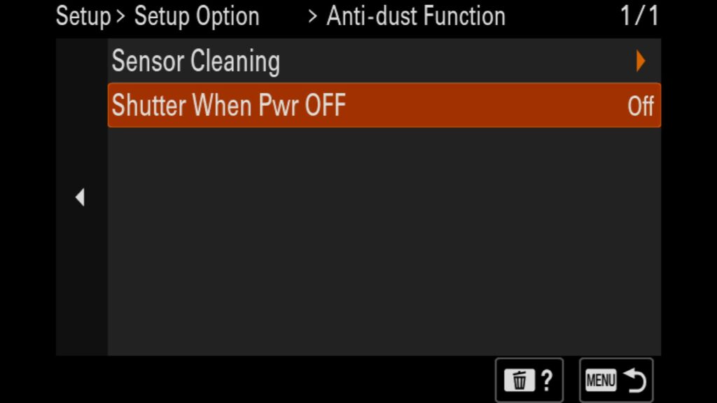 Closing The Shutter When The Camera Is Turned Off, To turn on this setting, navigate to the "Setup" menu and find "13: Setup Option". You will select the "Anti-dust Function" option there before turning on the "Shutter When Pwr OFF" setting, For the Sony a1 II by Colby Brown Photography.