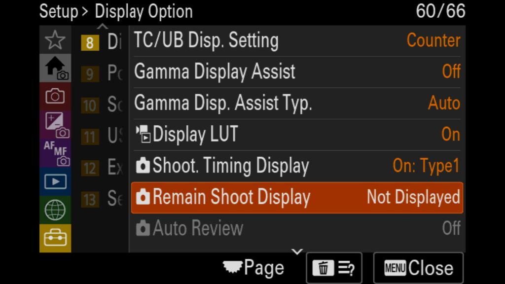 Remain Shoot Display - Option to display a bar representing the display buffer on the left side of the screen for the Sony a1 II by Colby Brown Photography.